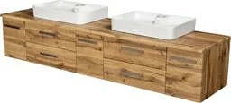 Szafka łazienkowa dąb naturalny 210 cm FOKUS NEW z blatem i dwiema umywalkami - Szafki łazienkowe Szafka łazienkowa dąb naturalny 210 cm FOKUS NEW z blatem i dwiema umywalkami - Szafki łazienkowe - miniaturka - grafika 1