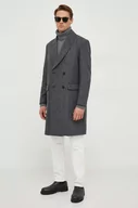 Płaszcze męskie - Sisley płaszcz z domieszką wełny kolor szary przejściowy dwurzędowy - miniaturka - grafika 1