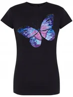 Koszulki i topy damskie - T-Shirt damski modny nadruk kolorowy motyl R.S - miniaturka - grafika 1