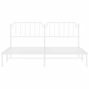 Metalowa rama łóżka z wezgłowiem, biała, 200x200 cm Lumarko! - Łóżka - miniaturka - grafika 3