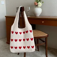 Inne - TEMU Elegancka torebka z dzianiny w kształcie - torebka na ramię w słodkim stylu, ręcznie robiona bez podszewki, elegancka i trwała torebka do - miniaturka - grafika 1