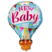 Baby shower i roczek - BALON FOLIOWY BOBAS W BALONIE - NEW BABY, NIEBIESKI - miniaturka - grafika 1