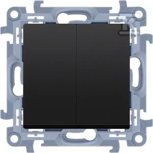Łącznik świecznikowy do wersji IP44 (moduł) 10AX, 250V~, zaciski śrubowe, czarny mat !Posiada wkładkę uszczelniającą pod klawisze, SIMON10 - Wyłączniki światła i elektryczne - miniaturka - grafika 1