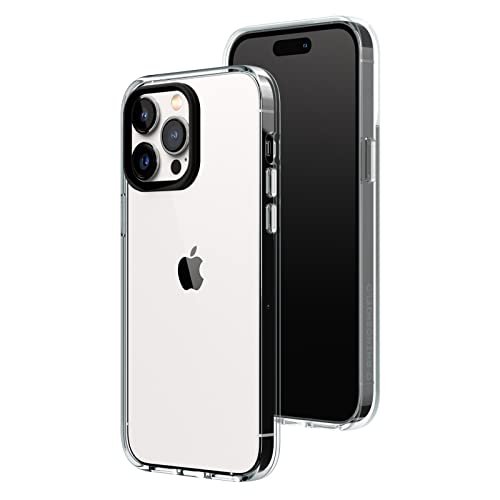 RHINOSHIELD Crystal Clear Case Compatible with [iPhone 14 Pro Max] | Advanced Yellowing Resistance, High Transparency, Protective and Customizable Clear Phone Case - Black Camera Rim