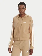 Bluzy damskie - adidas Bluza Essentials 3-Stripes JY3133 Beżowy Regular Fit - miniaturka - grafika 1