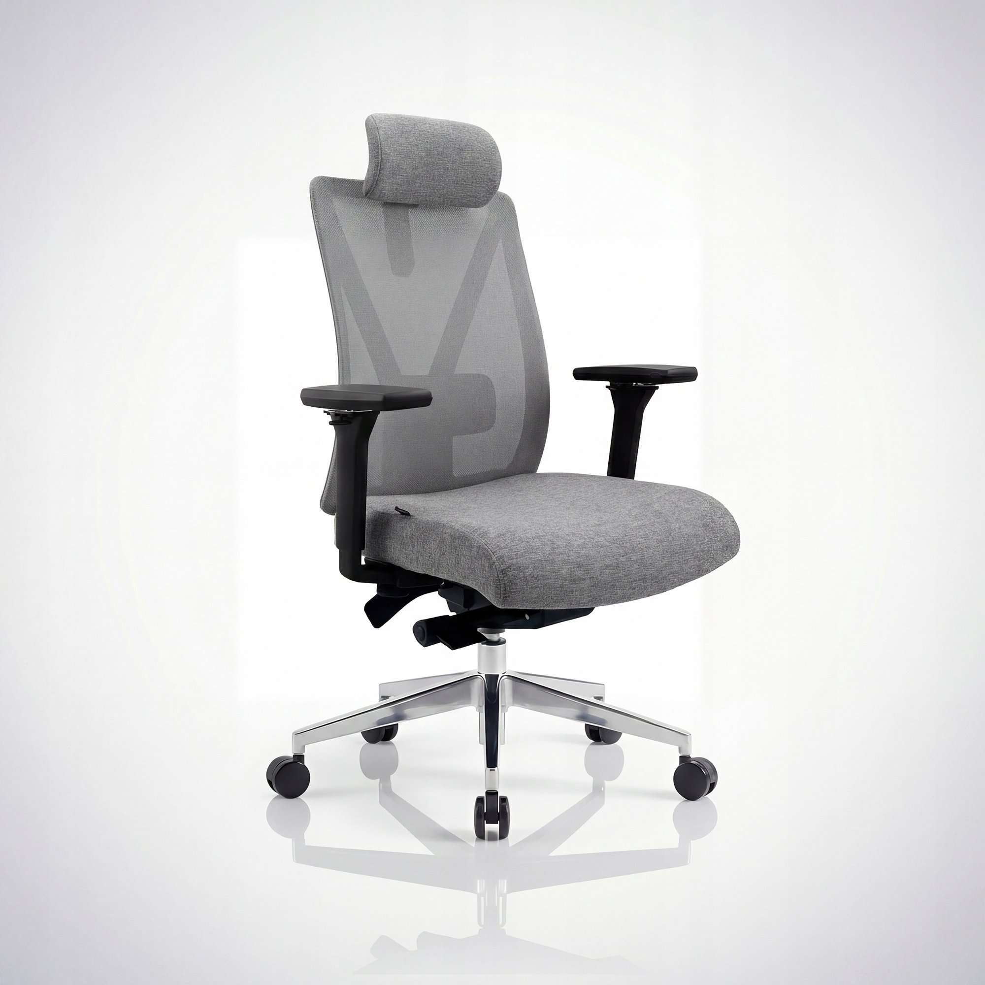 JAN NOWAK Fotel biurowy ergonomiczny szary z siatką VECTOR