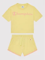 Spodenki damskie - Champion Komplet t-shirt i szorty sportowe 404319 Żółty Custom Fit - miniaturka - grafika 1