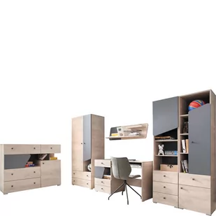 Zestaw Mebli Młodzieżowych C Delta Meblar Dąb, Antracyt - Zestawy mebli dla dzieci - miniaturka - grafika 1