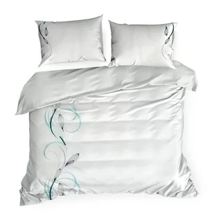 Euro Firany Pościel 220 x 200 Haftowana Haft1/St/ Biały +Mięta 1224670 - Pościel - miniaturka - grafika 1