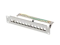 Panele krosownicze - Lanberg Patch panel pusty 12 port 1U 10'' FTP z organizerem do modułów keystone szary PPKS-9212-S - miniaturka - grafika 1