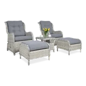 Meble ogrodowe - Zestaw mebli ogrodowych FOCUS GARDEN Sienna Duo Premium White Grey, szary, 5-elementowy - miniaturka - grafika 1