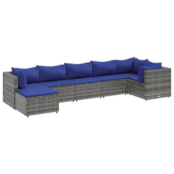 Zestaw mebli ogrodowych szary rattan PE, 63 x 63 x 57,5 cm, podnóżek 55 x