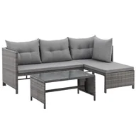 Meble ogrodowe - Zestaw mebli ogrodowych NICEA Technorattan Szary - miniaturka - grafika 1