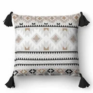 Poszewki na poduszki - Poszewka 45x45 szara jasna beżowa czarna geometryczna Panama - miniaturka - grafika 1