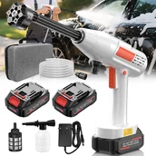 Myjki ciśnieniowe - Aiorber z akumulatorem, 300 l/h, z 2 akumulatorami 10 000 mAh, 21 V, dyszą 6 w 1 i wężem 5 m, przenośna myjka ciśnieniowa - miniaturka - grafika 1