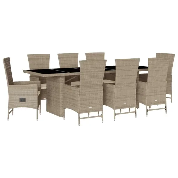 Zestaw Mebli Ogrodowych z Rattanu PE, Stół 240x90x75cm, Fotele 58x62x108c