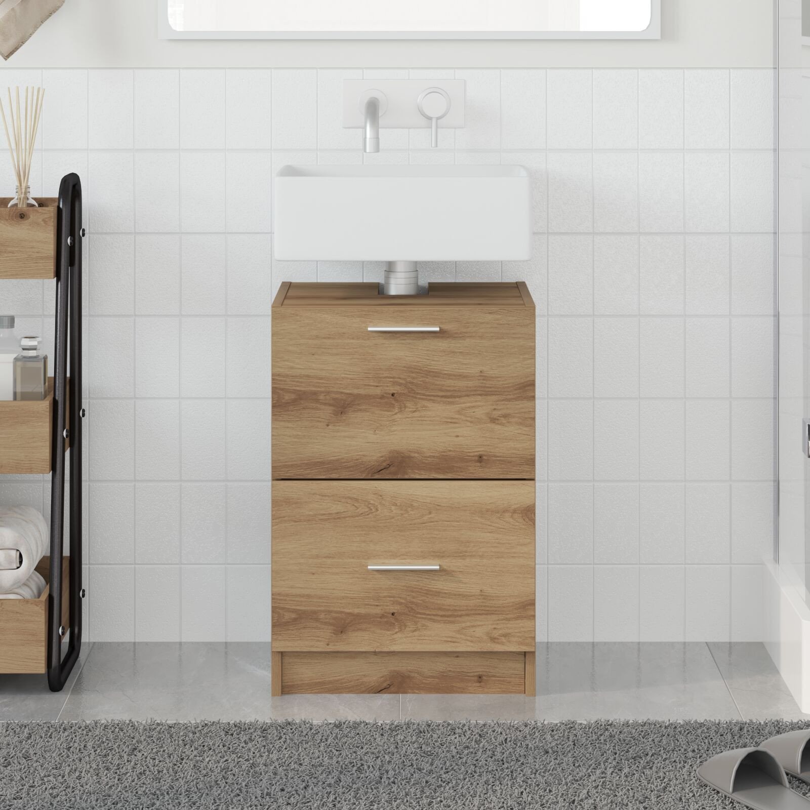 vidaXL Szafka pod umywalkę Dąb rzemieślniczy 40x37x59 cm Materiał drewnopochodny