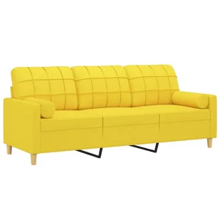 3-osobowa sofa z poduszkami, żółta, 180 cm, tkanina Lumarko! - Sofy i kanapy - miniaturka - grafika 2