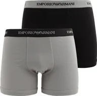 Majtki męskie - Emporio Armani 2-częściowe bokserki o nieco dłuższym kroju Grey Black S - miniaturka - grafika 1