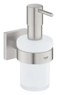 Mydelniczki i dozowniki mydła - Grohe QuickFix Start Cube - Dozownik do mydła z uchwytem, szkło/Supersteel 41098DC0 - miniaturka - grafika 1