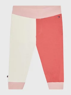 Spodnie i spodenki dla dziewczynek - Tommy Hilfiger Spodnie dresowe Logo Colorblock KN0KN01516 Różowy Regular Fit - grafika 1