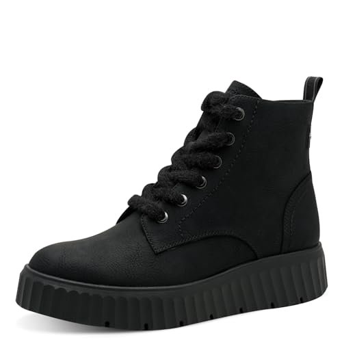 Tamaris Damskie sztyblety Lace Boot Flat 1-25251-45, czarne, rozmiar 38 EU, czarny, 38 EU