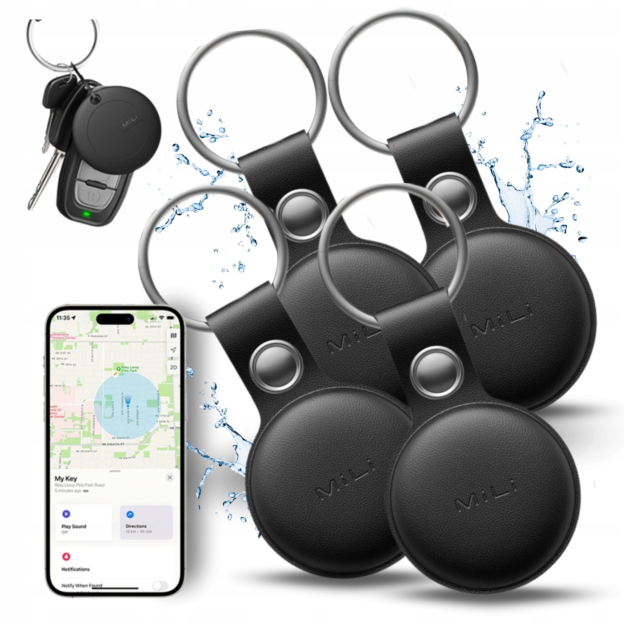 4x Lokalizator Gps MiTag MiLi Android brelok do plecaka kluczy bagażu psa