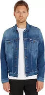 Kurtki męskie - Tommy Jeans męska kurtka dżinsowa Trucker Jacket Stretch, Wilson Mid Blue Stretch, L - miniaturka - grafika 1