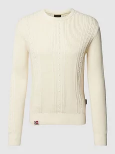 Sweter z dzianiny ze ściegiem warkoczowym model ‘TRONDHEIM’ - Swetry męskie - miniaturka - grafika 1