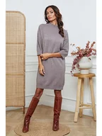 Sukienki - So Cachemire Sukienka dzianinowa "Major" w kolorze szarobrązowym - miniaturka - grafika 1