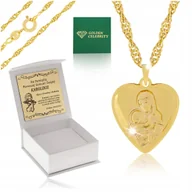 Biżuteria dla dzieci - Piękny Złoty Łańcuszek Medalik Serce Prezent Na Komunię Chrzest + Grawer - miniaturka - grafika 1