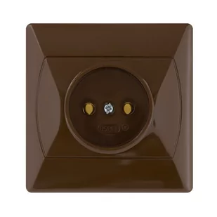 Ospel Gniazdko Akcent pojedyncze bez uziemienia brązowe - Gniazdka elektryczne - miniaturka - grafika 1