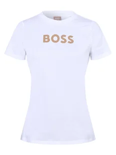 BOSS Orange T-shirt damski Kobiety Bawełna biały nadruk, XS - Koszulki i topy damskie - miniaturka - grafika 1