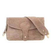 Torebki damskie - Torebka Damska Zamszowa Vera Pelle Imba Taupe - miniaturka - grafika 1