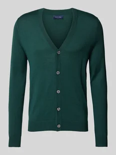 Kardigan o kroju slim fit z mieszanki wełny z dekoltem w serek - Swetry męskie - miniaturka - grafika 1