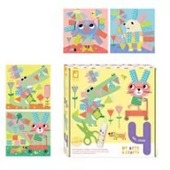 Zabawki kreatywne - Zestaw kreatywny Wycinanki przyklejanki My arts & crafts 4+ Janod - miniaturka - grafika 1