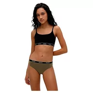Majtki damskie - HUGO Damskie Triplet Thong Stripe trójpak stringi z rozciągliwej bawełny z logo na ściągaczu, Dark Beige255, M - miniaturka - grafika 1