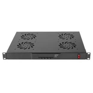 Lanberg Panel wentylacyjny LCD poziomy 1U z termostatem do szaf 19\" 4 wentylatory 230V czarny AK-1503-B - Szafy rack - miniaturka - grafika 2