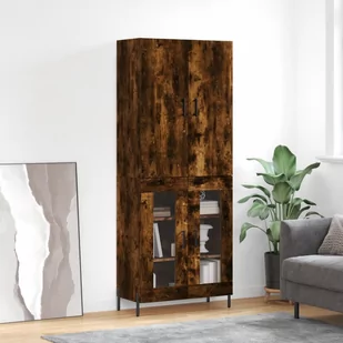 vidaXL Witrynka przydymiony dąb 69,5x34x180 cm materiał drewnopochodny - Witryny - miniaturka - grafika 1