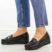 Mokasyny damskie - Czarne skórzane mokasyny damskie Vinceza 39990 - miniaturka - grafika 1