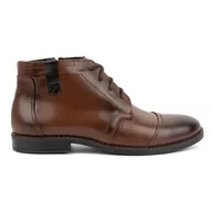 Botki męskie - Buty męskie zimowe eleganckie trzewiki 282LU brązowe - Buty Olivier - miniaturka - grafika 1