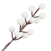 Sztuczne kwiaty - [680672] Gałązka z kuleczkami biała 23cm - miniaturka - grafika 1
