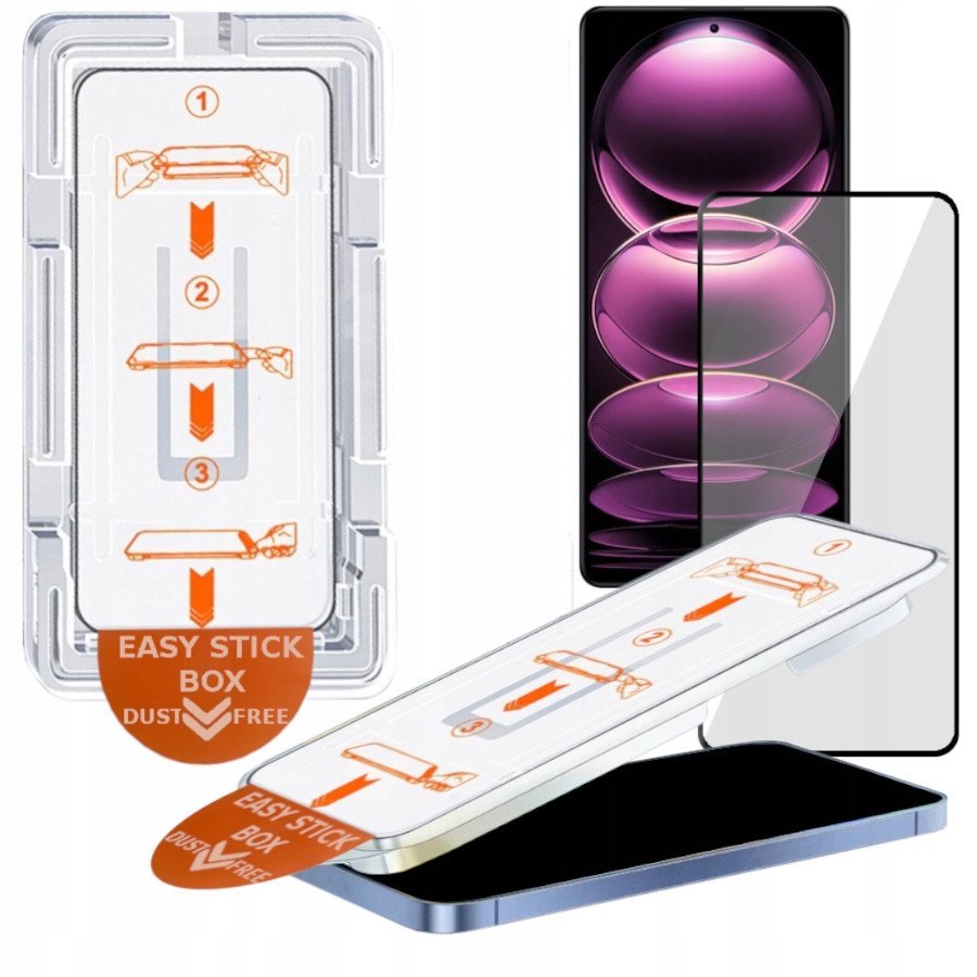 Szkło hartowane z ramką do montażu szybka EZ FREE DUST do Poco X5 Pro 5G