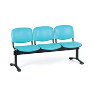 Inne meble biurowe - Ławka ze skóry do poczekalni VIVA, 3-siedziska, turkusowe - miniaturka - grafika 1