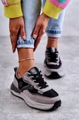 Sneakersy damskie - Damskie Sneakersy Sportowe Big Star KK274100 Czarno-Szare-40 - miniaturka - grafika 1