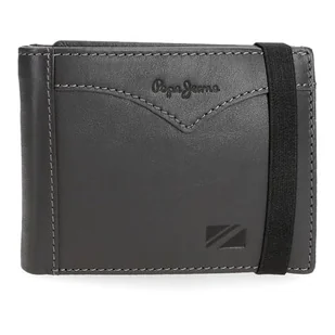 Pepe Jeans Kurtka Portfel z elastyczną taśmą Szary 11,5x8,5x1 cm Skóra by Joumma Bags, Szary, Talla única, Portfel z elastyczną tasiemką - Portfele - miniaturka - grafika 1
