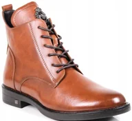 Botki damskie - BRĄZOWE BOTKI Z PSZCZÓŁKĄ NA PŁASKIEJ PODESZWIE WYGODNE ELEGANCKIE ZAMEK 5 - miniaturka - grafika 1