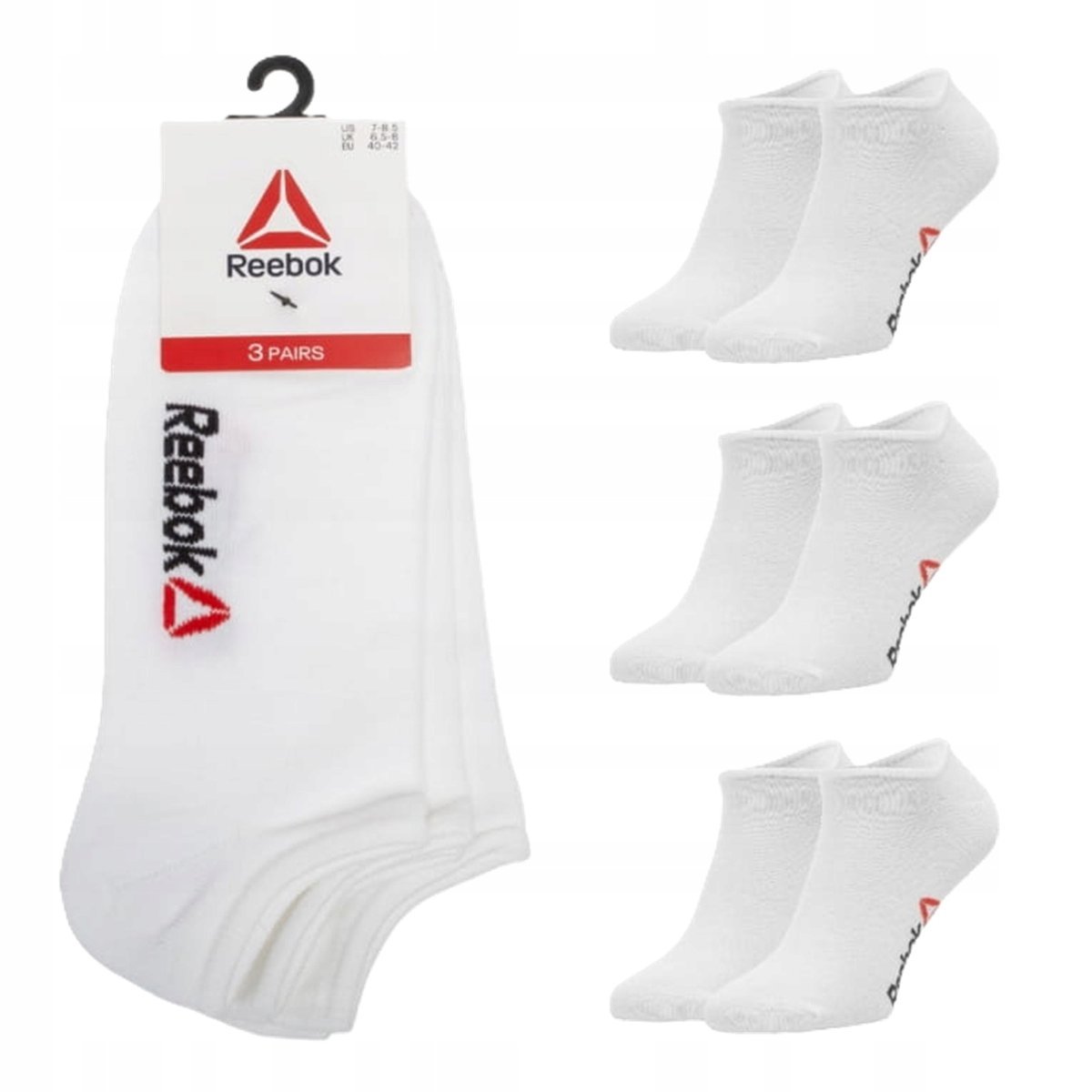 Skarpetki stopki Reebok białe 3 pary 37-39