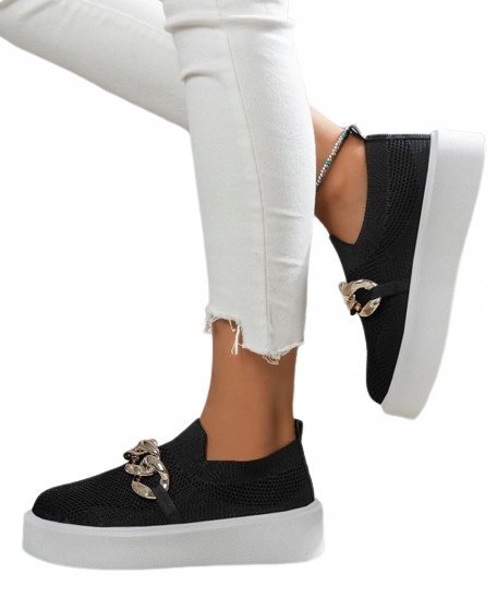 SHEIN DAMSKIE TRAMPKI WSUWANE CZARNE PLATFORMA 39,5 VXO