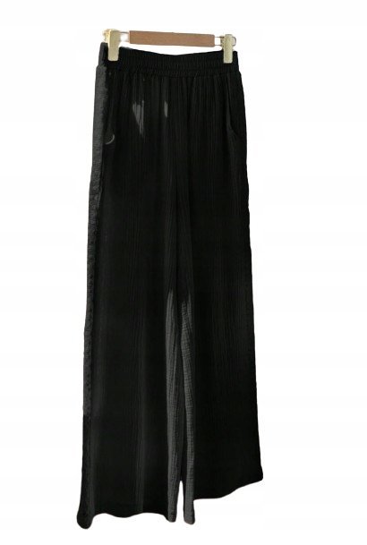 SHEIN CZARNE SPODNIE CASUAL Z WYSOKIM STANEM BAWEŁNIANE 38 1HB